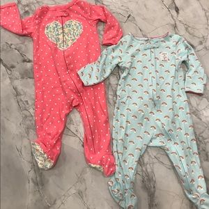 Carter’s infant Girls 2 Pack footed Pajamas